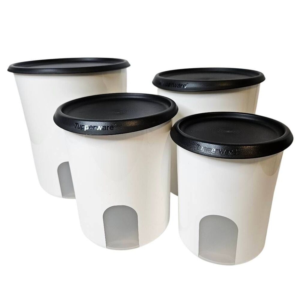 Tupperware One Touch canister set with viewing window, white. - Picture 6 of 6